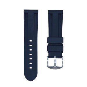 Tempomat 24mm Black Rubber Strap for Breitling, Tudor, Panerai, Tag & More